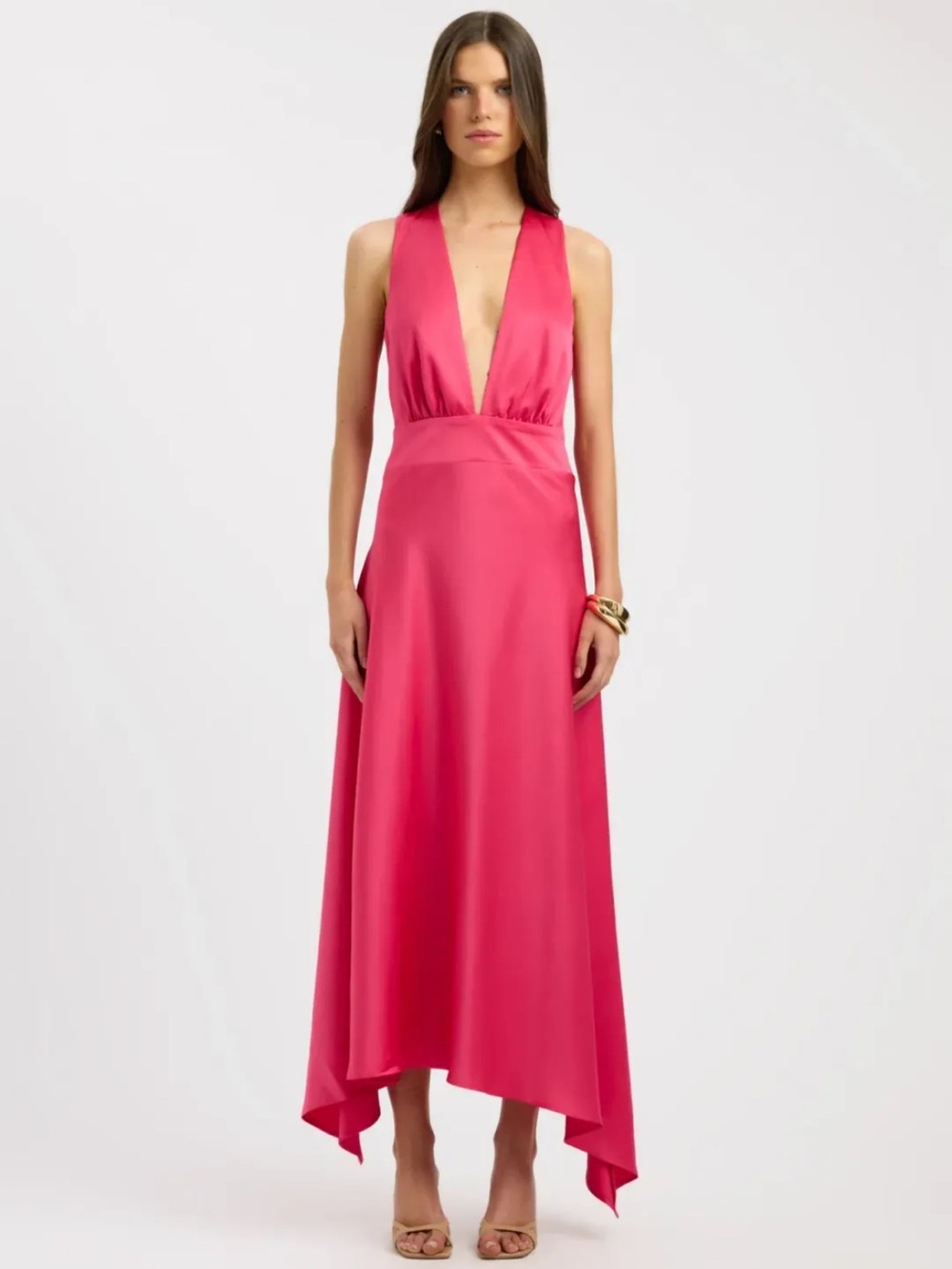 Kookai Fuchsia Plunging V-Neck Maxi Dress
